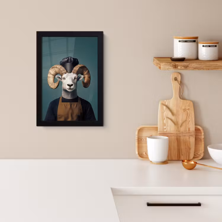 KitchenYeah - Cucina - Cornice per foto - Capra - Corna - Abbigliamento da cucina — 2