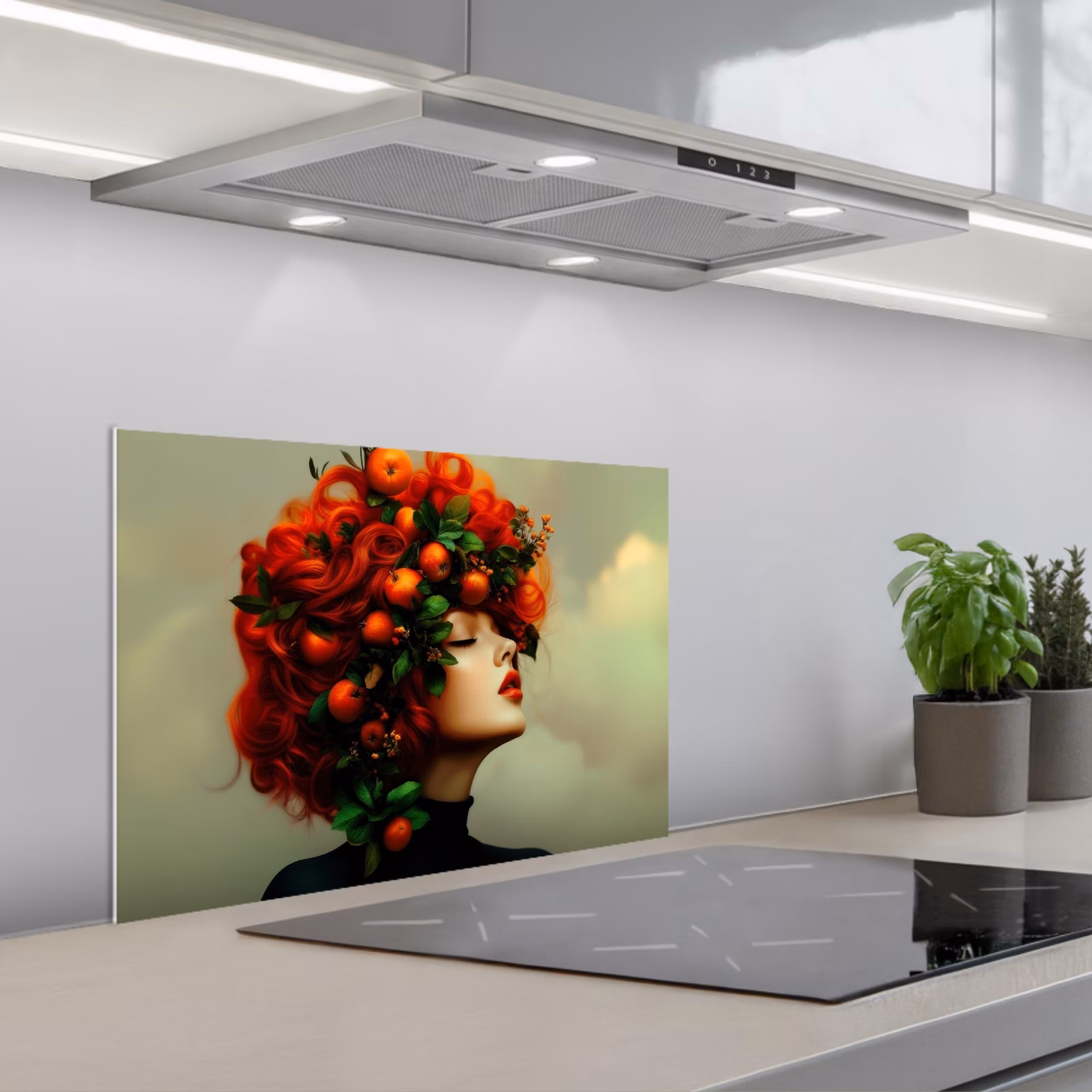 Paraschizzi cucina - Donna - Mele - Rosso - Foglie — 1