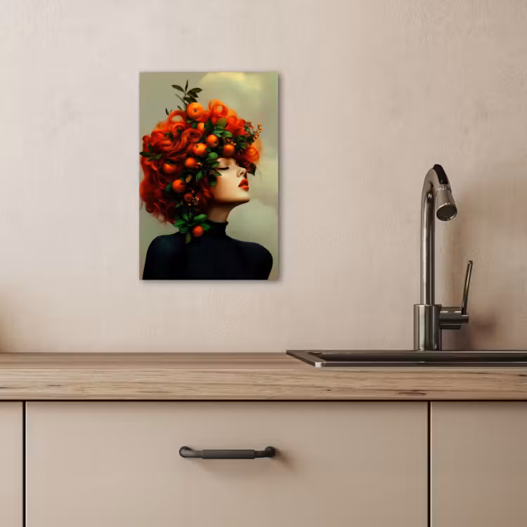 Dipinti su tela - Donna - Mele - Rosso - Foglie — 2