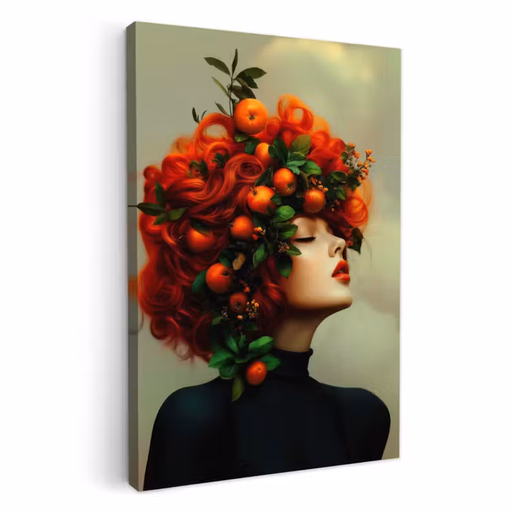 Dipinti su tela - Donna - Mele - Rosso - Foglie — 3