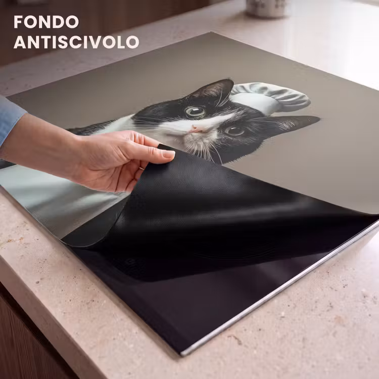 Protezione piano induzione - Gatto - Abbigliamento da chef - Nero - Bianco — 6