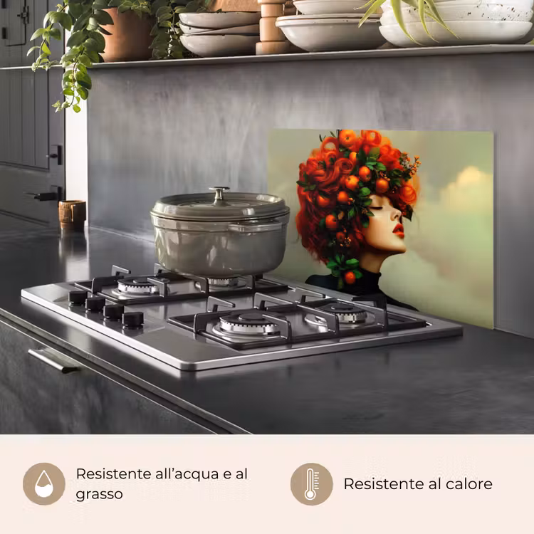 Paraschizzi cucina - Donna - Mele - Rosso - Foglie — 2