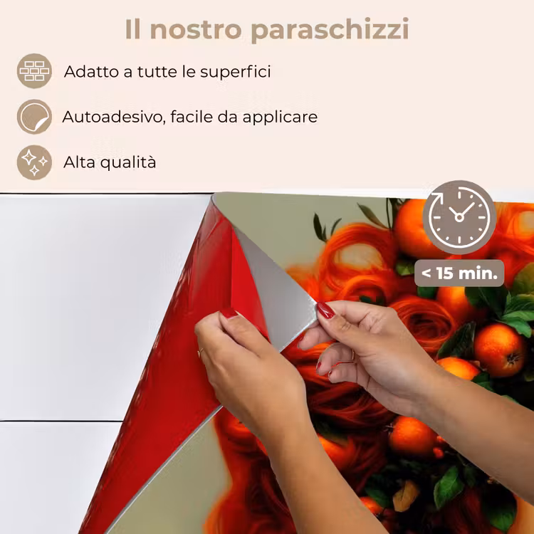 Paraschizzi cucina - Donna - Mele - Rosso - Foglie — 4