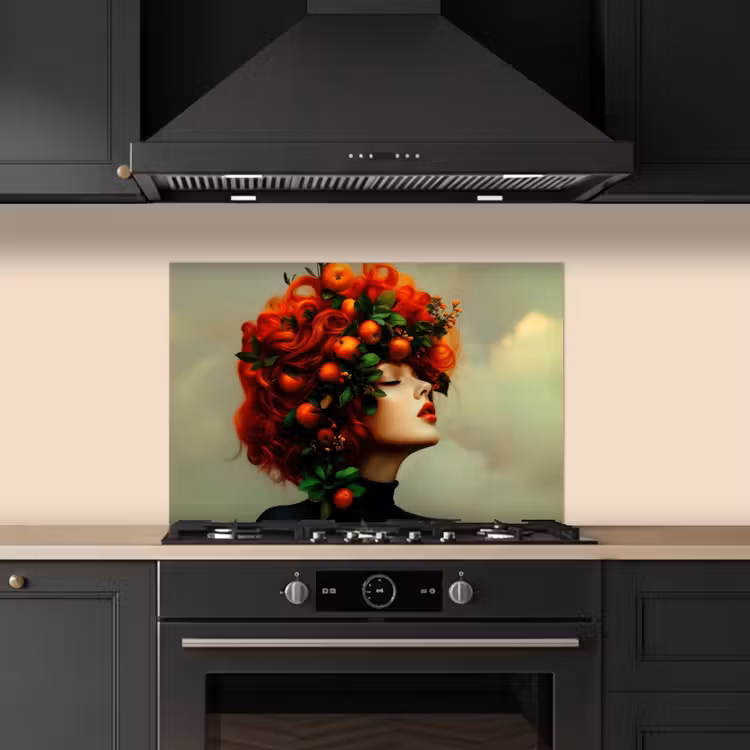 Paraschizzi cucina - Donna - Mele - Rosso - Foglie — 5