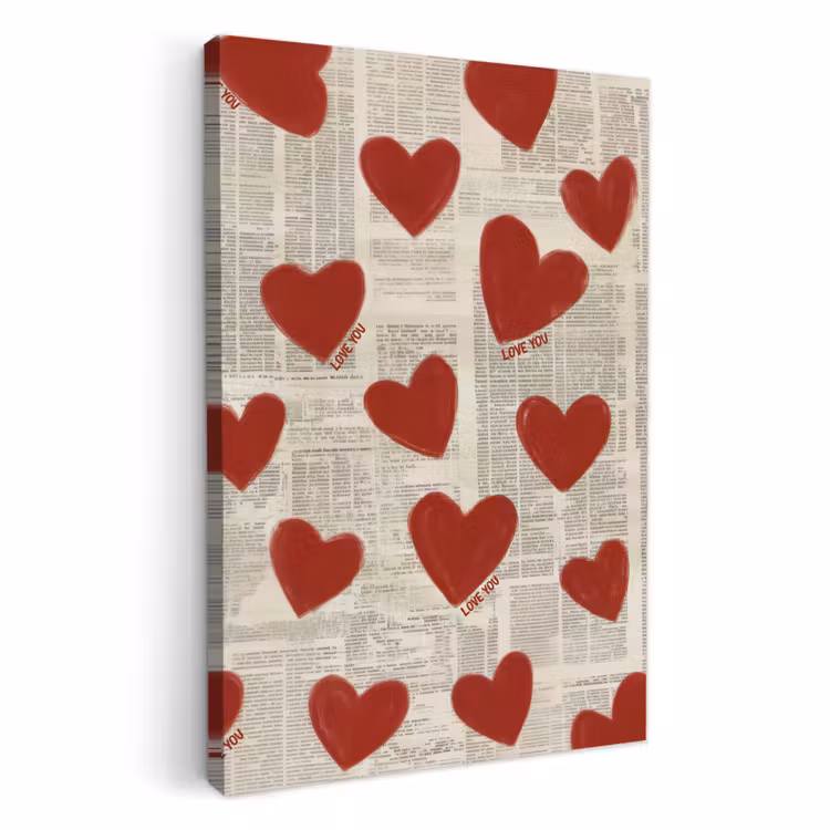 Dipinti su tela - Cuori - Giornale - Loveyou — 1