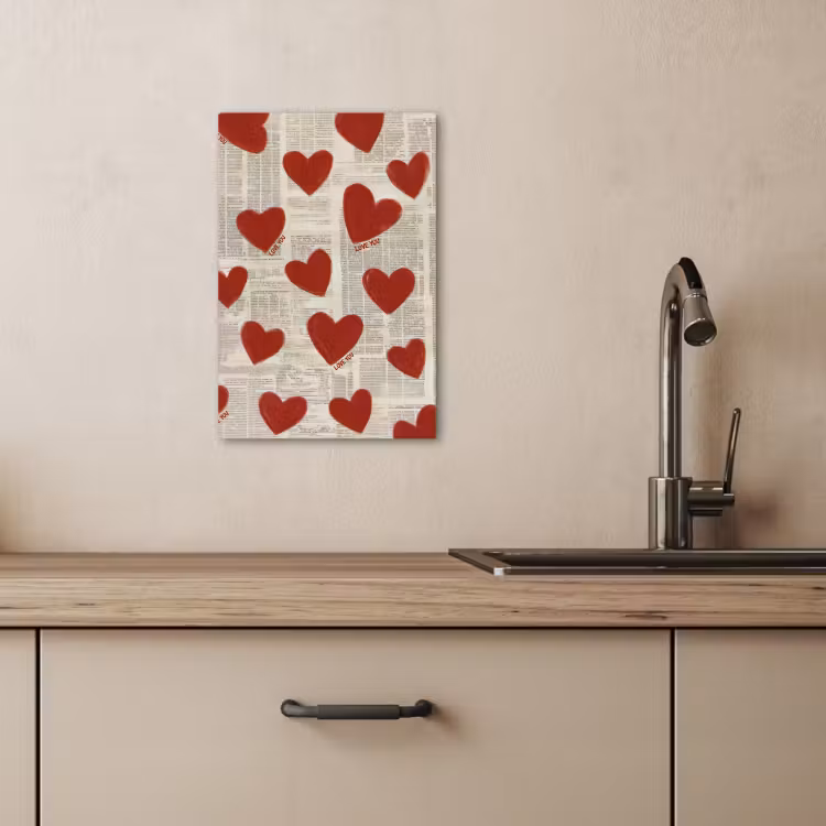 Dipinti su tela - Cuori - Giornale - Loveyou — 2