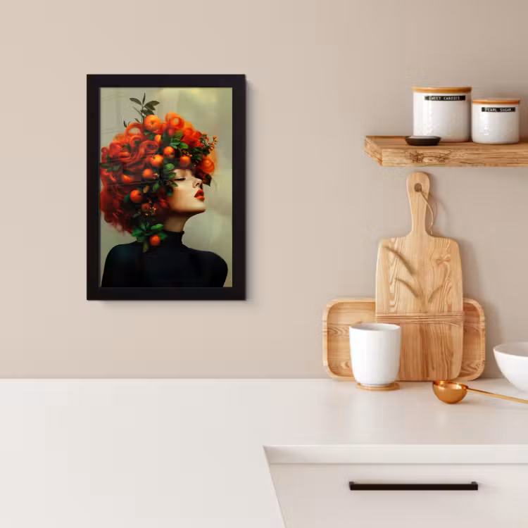 KitchenYeah - Cucina - Cornice per foto - Donna - Mele - Rosso - Foglie — 2