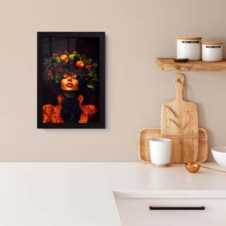 KitchenYeah - Cucina - Cornice per foto - Donna - Nero - Bacche - Mele — 2
