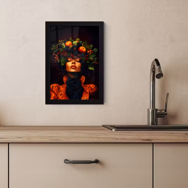 KitchenYeah - Cucina - Cornice per foto - Donna - Nero - Bacche - Mele — 3