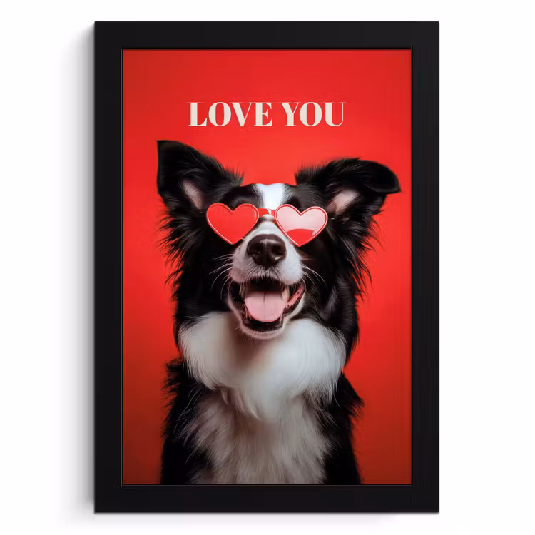KitchenYeah - Cucina - Cornice per foto - Cane - Occhiali a cuore - Loveyou - Rosso — 1