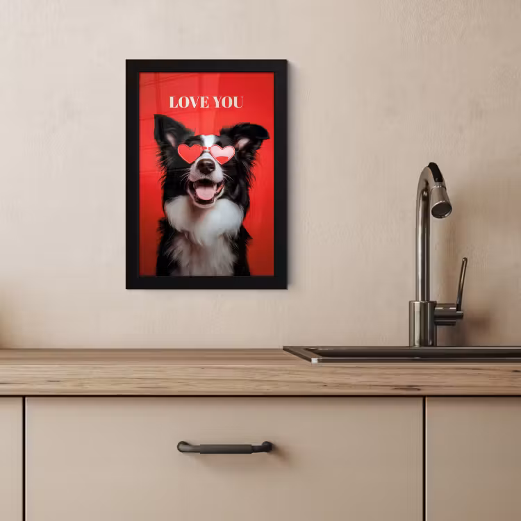 KitchenYeah - Cucina - Cornice per foto - Cane - Occhiali a cuore - Loveyou - Rosso — 3