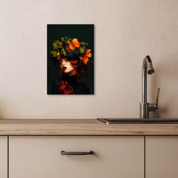 Dipinti su tela - Donna - Rosso - Verde - Uva — 3