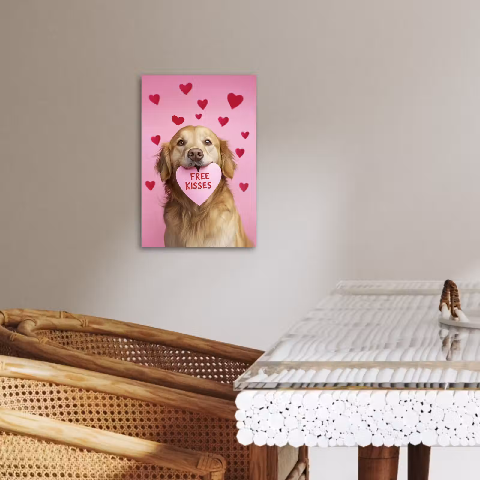 Dipinti su tela - Cane - Bacio - San Valentino - Cuori — 1