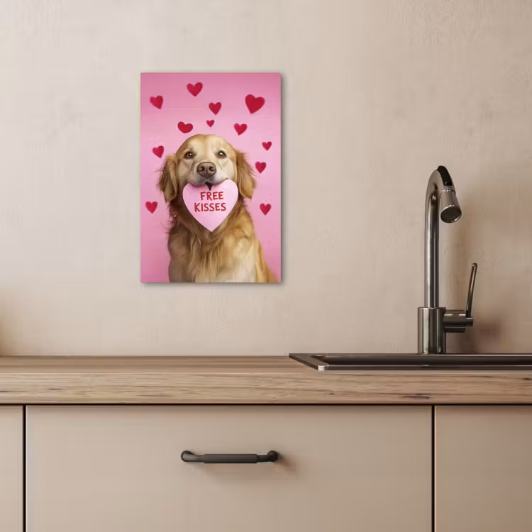 Dipinti su tela - Cane - Bacio - San Valentino - Cuori — 2