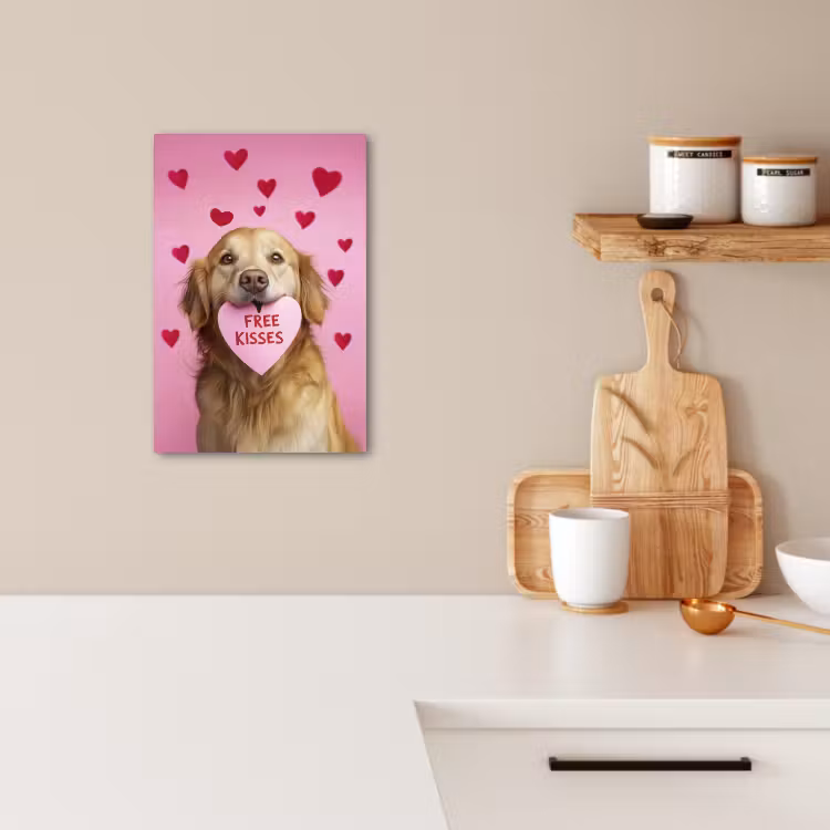 Dipinti su tela - Cane - Bacio - San Valentino - Cuori — 3