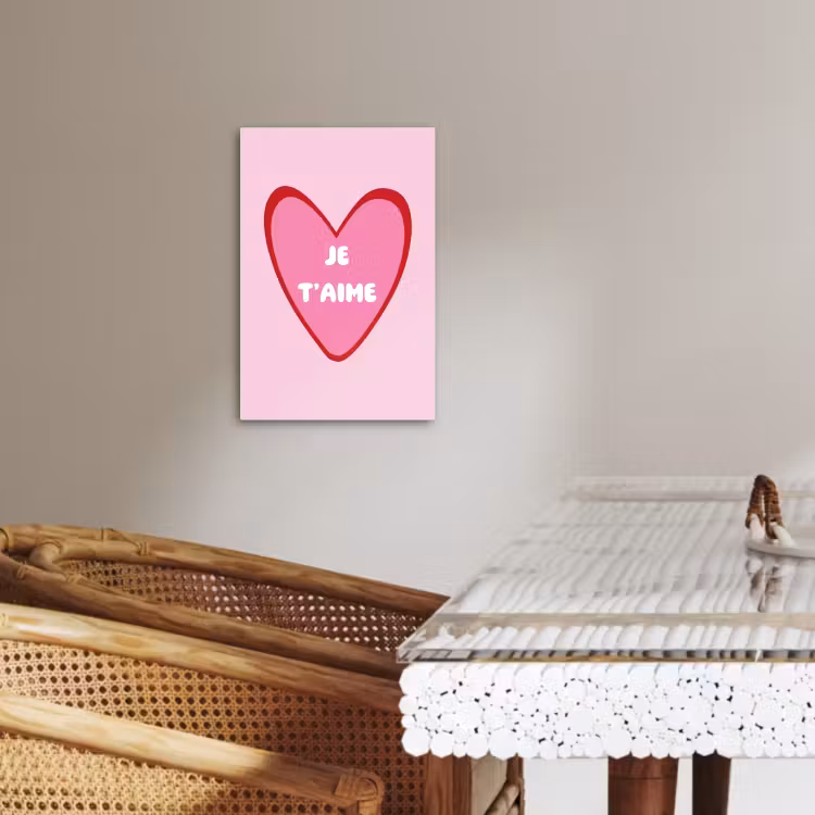 Dipinti su tela - Cuore - Francese - San Valentino - Rosa — 1