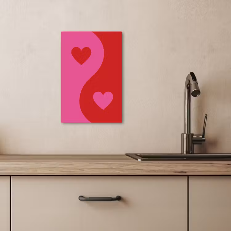 Dipinti su tela - Minimalista - Rosso - Rosa - Cuori — 2