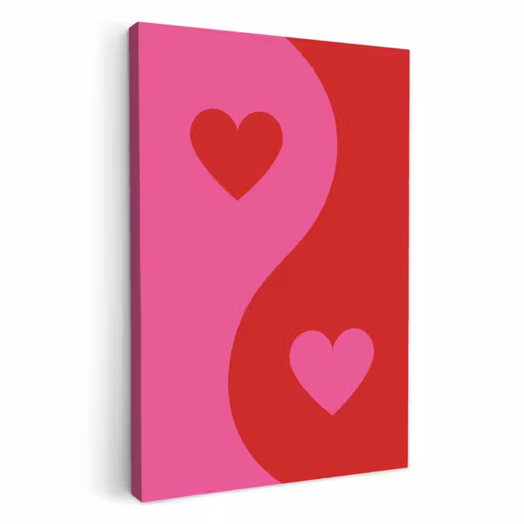 Dipinti su tela - Minimalista - Rosso - Rosa - Cuori — 3