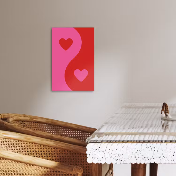 Dipinti su tela - Minimalista - Rosso - Rosa - Cuori — 4