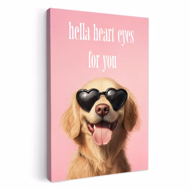 Dipinti su tela - Occhiali da sole - Cuori - Cane - San Valentino — 1