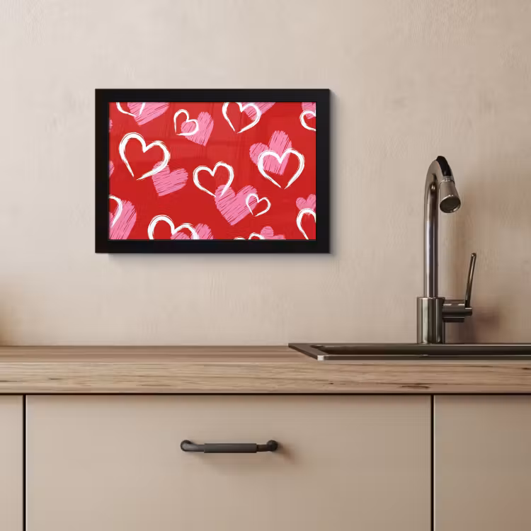 KitchenYeah - Cucina - Cornice per foto - Motivo - Cuori - Rosa - San Valentino — 4