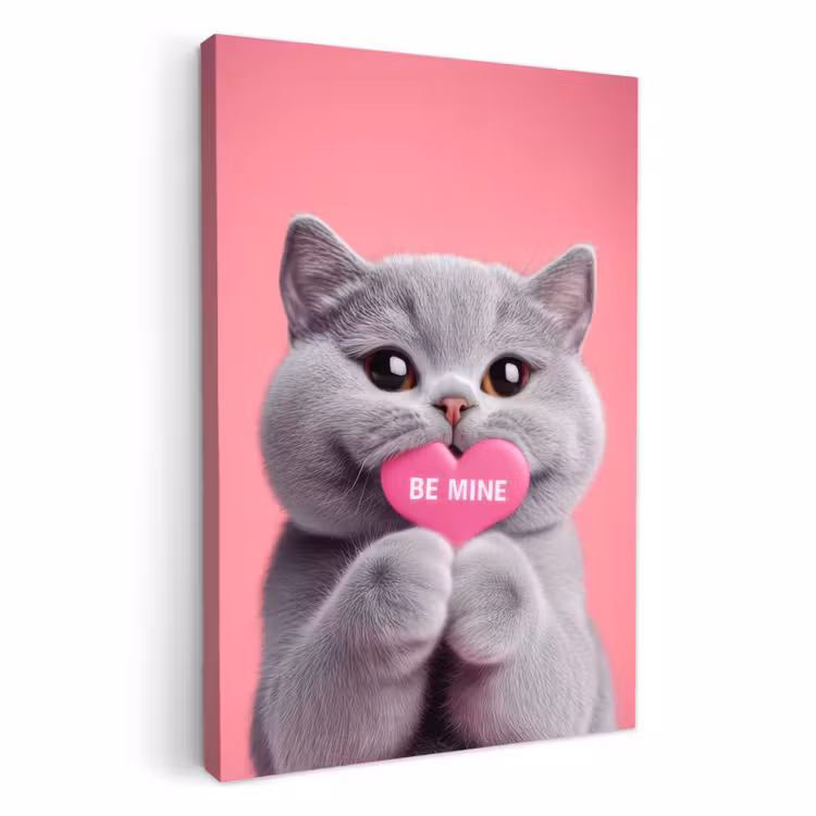 Dipinti su tela - Gatto - San Valentino - Rosa - Amore — 1