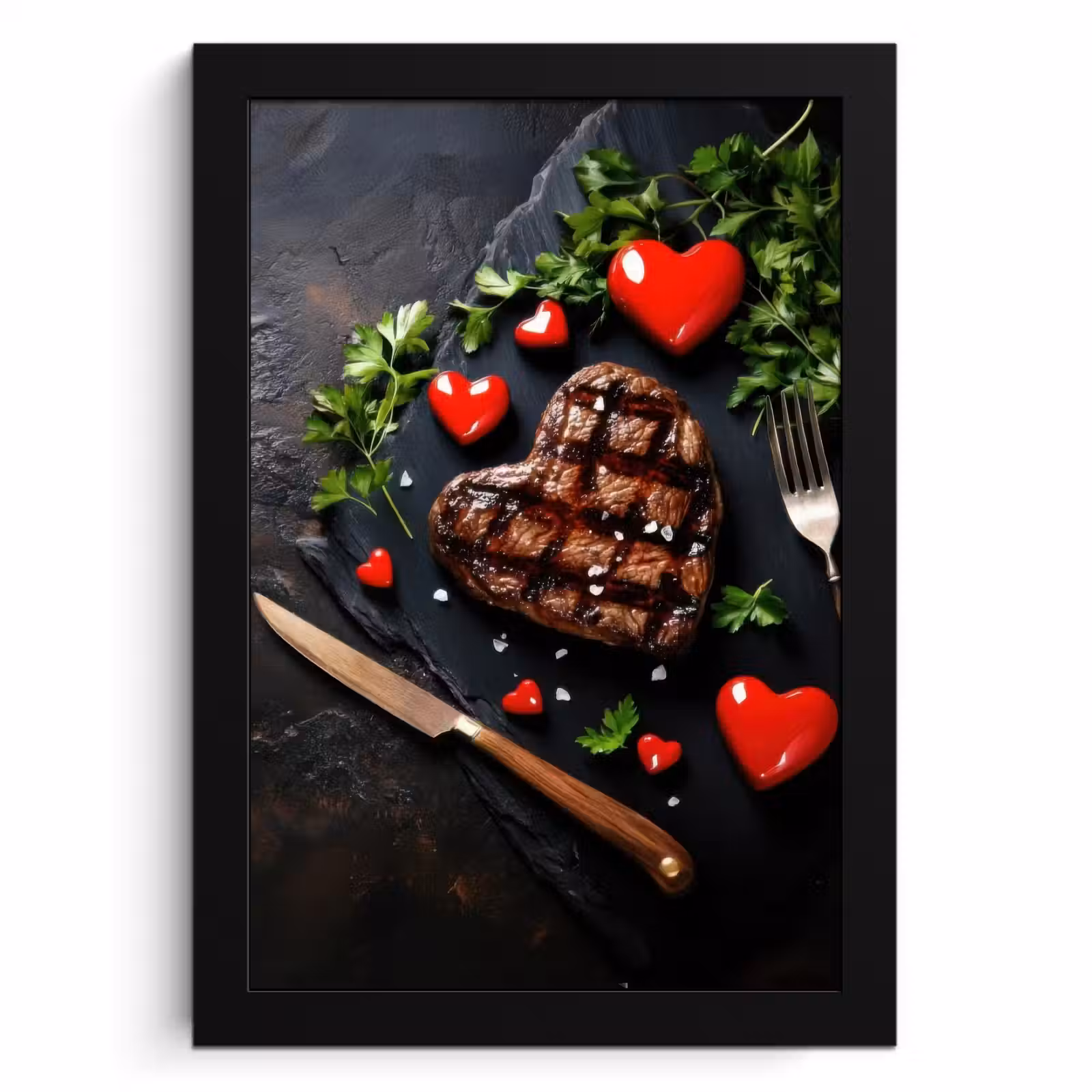 KitchenYeah - Cucina - Cornice per foto - Bistecca - Cuore - Posate — 1