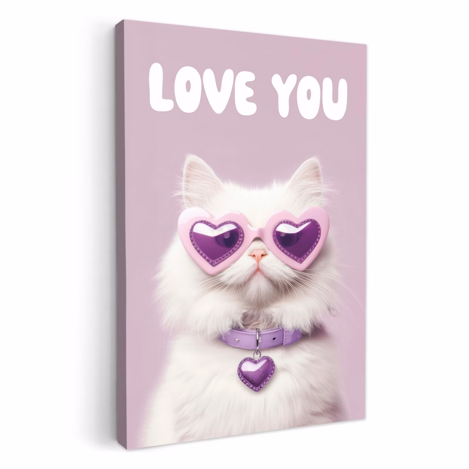 Dipinti su tela - Gatto - Amore - Viola - San Valentino — 1