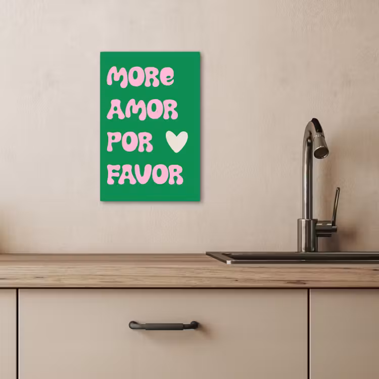 Dipinti su tela - Amor - San Valentino - Verde - Testo — 1