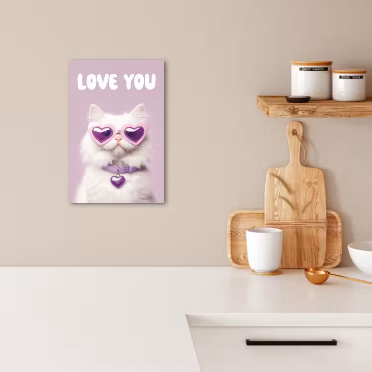 Dipinti su tela - Gatto - Amore - Viola - San Valentino — 2