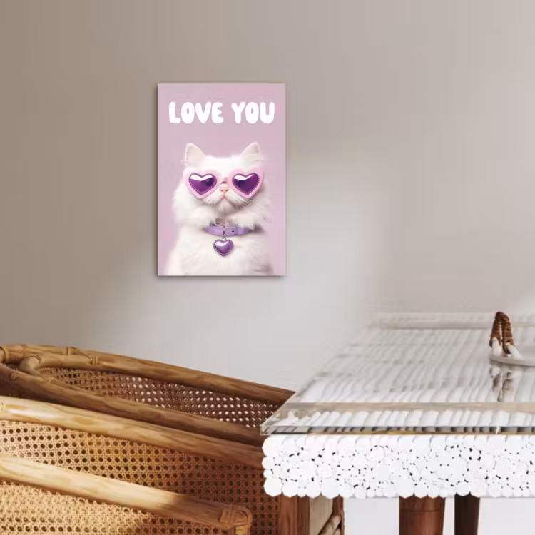 Dipinti su tela - Gatto - Amore - Viola - San Valentino — 4