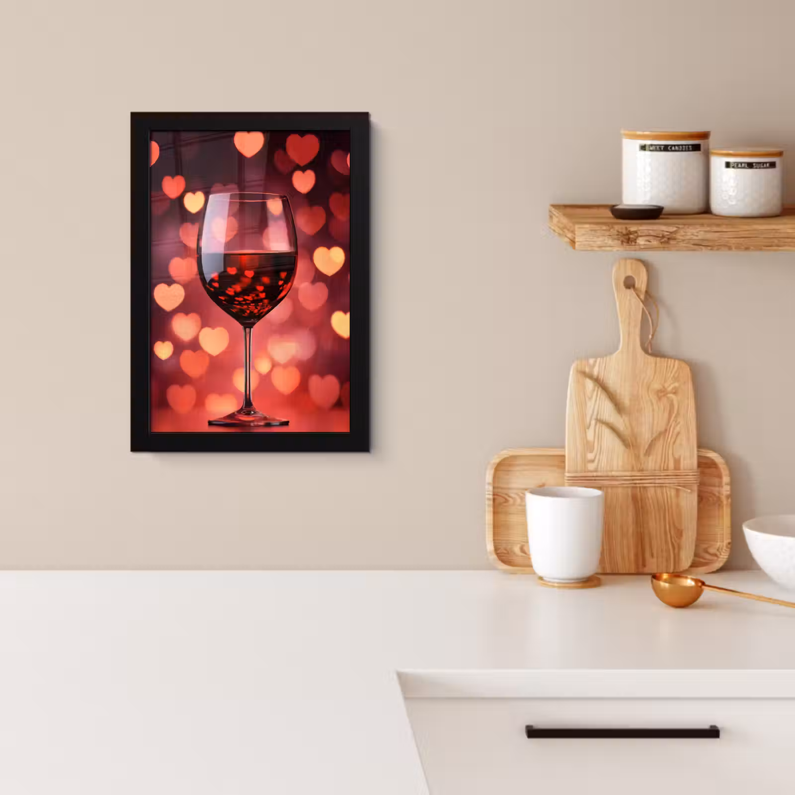 KitchenYeah - Cucina - Cornice per foto - Rosso - Vino - Cuori — 1
