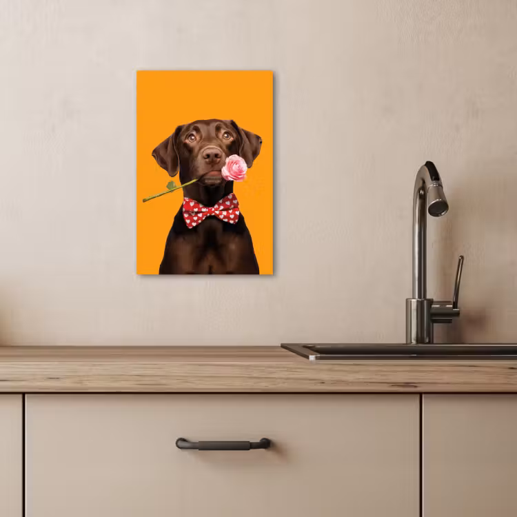 Dipinti su tela - Cane - Arancione - Rosa - San Valentino — 1