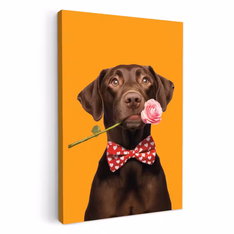 Dipinti su tela - Cane - Arancione - Rosa - San Valentino — 3