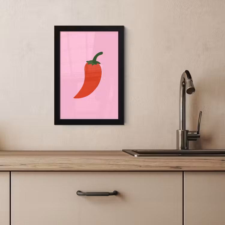 KitchenYeah - Cucina - Cornice per foto - Pepe - Rosso - Illustrazione — 2