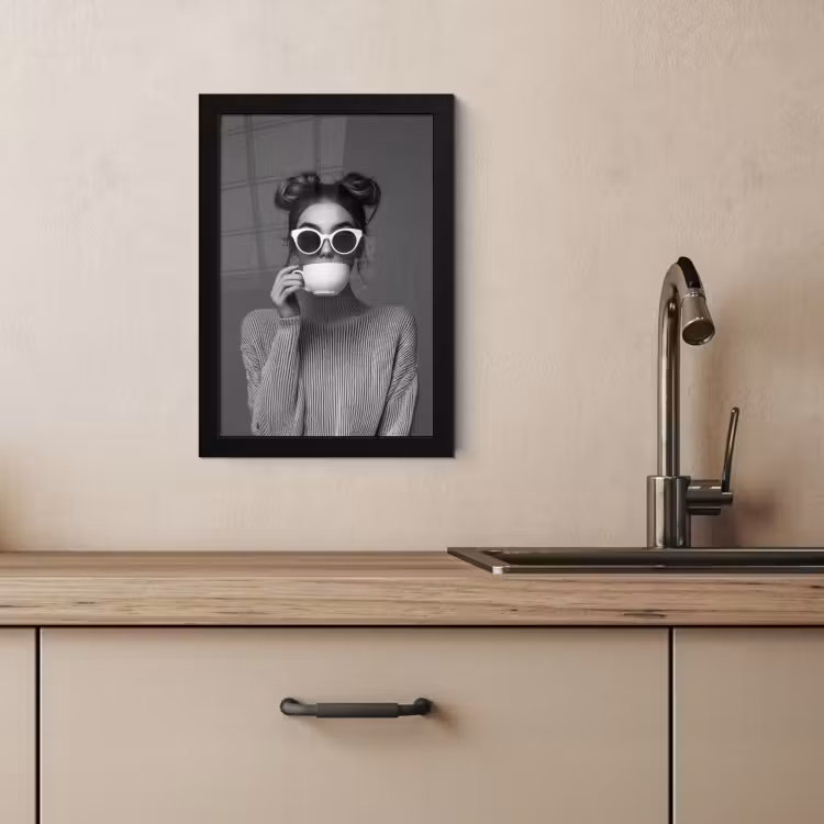 KitchenYeah - Cucina - Cornice per foto - Donna - Caffè - Nero - Bianco — 2