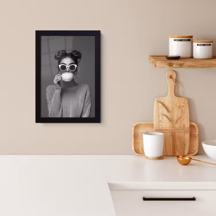 KitchenYeah - Cucina - Cornice per foto - Donna - Caffè - Nero - Bianco — 4