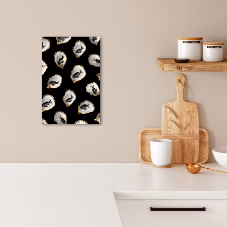 KitchenYeah - Cucina - Tela - Ostriche - Nero - Pesce - Oro — 3