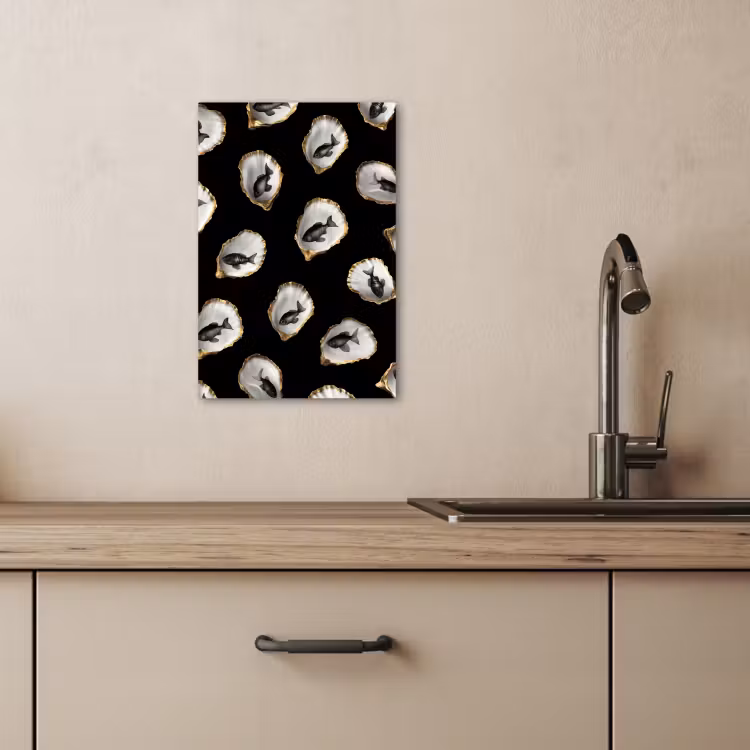 KitchenYeah - Cucina - Tela - Ostriche - Nero - Pesce - Oro — 4
