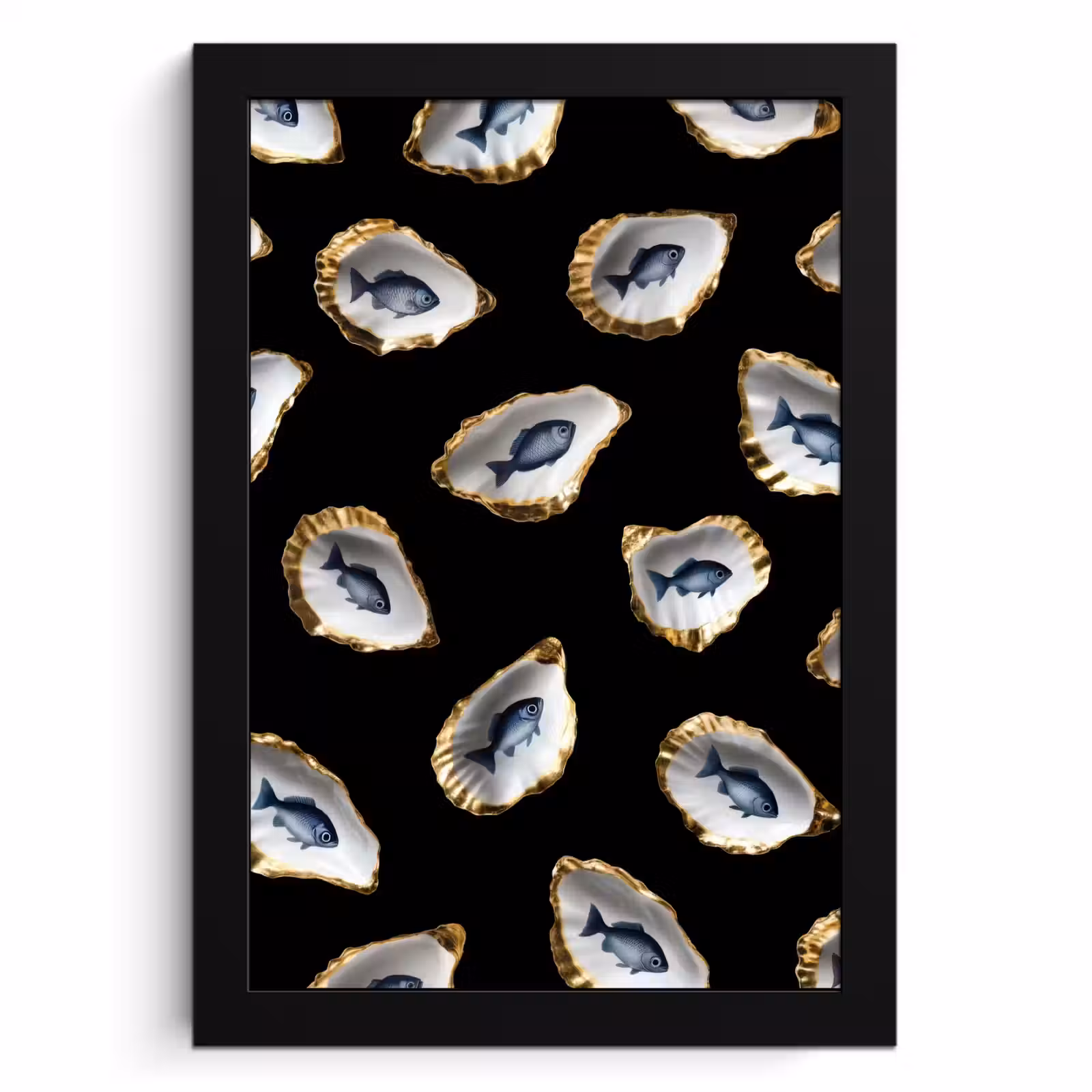 KitchenYeah - Cucina - Cornice per foto - Ostriche - Pesce - Blu - Oro — 1