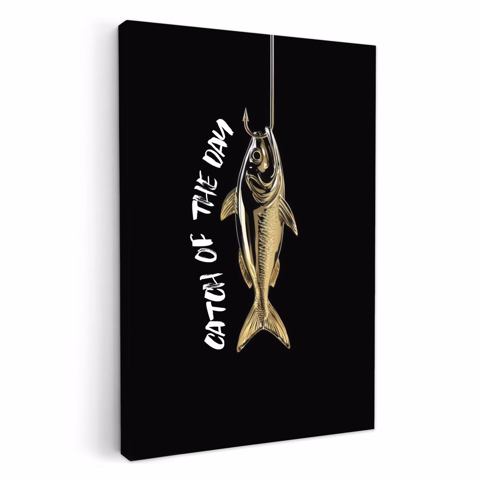 KitchenYeah - Cucina - Tela - Pesce - Nero - Oro - Testo — 1