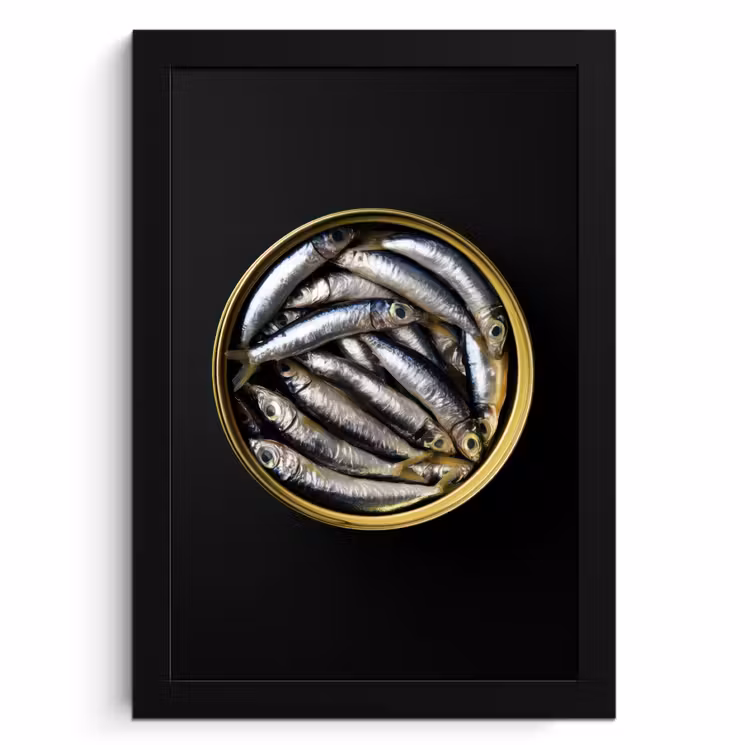 KitchenYeah - Cucina - Cornice per foto - Sardine - Pesce - Rotondo - Nero — 1