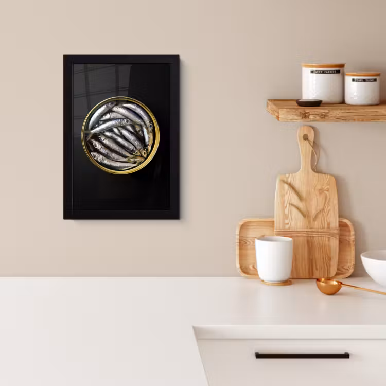 KitchenYeah - Cucina - Cornice per foto - Sardine - Pesce - Rotondo - Nero — 3