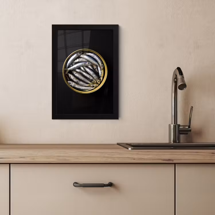 KitchenYeah - Cucina - Cornice per foto - Sardine - Pesce - Rotondo - Nero — 4