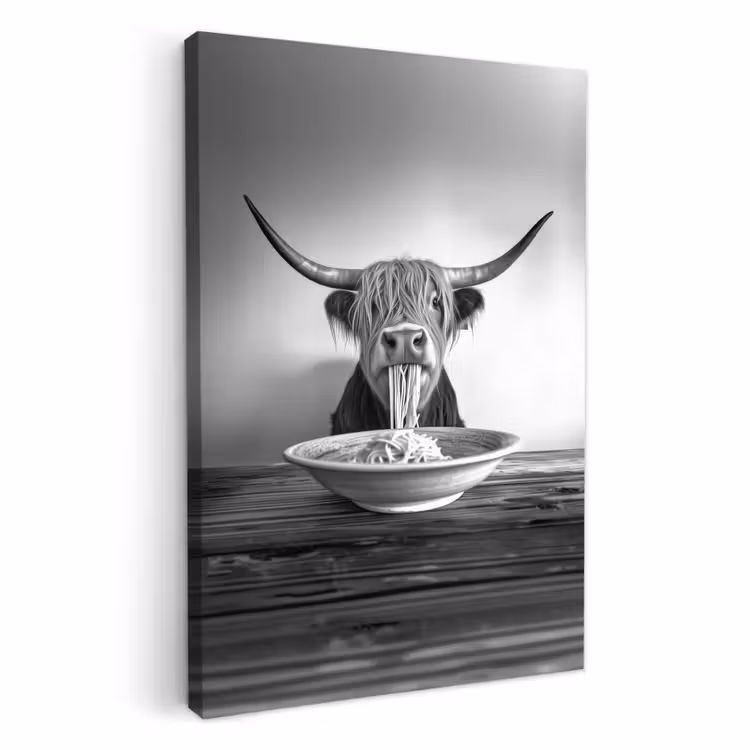 Dipinti su tela - Highlander scozzese - Spaghetti - Animali - Bianco e nero — 1