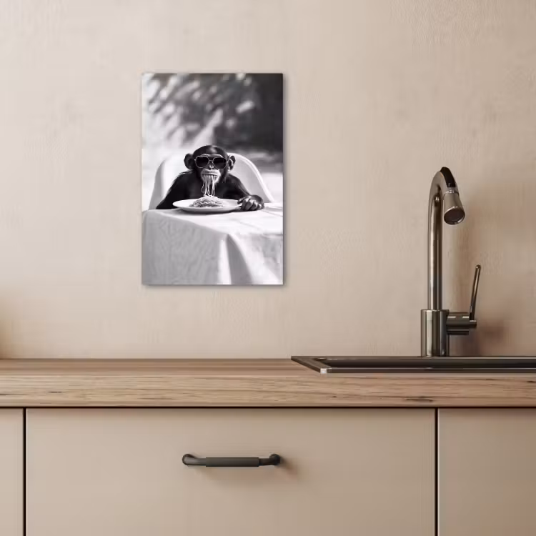 Dipinti su tela - Scimmia - Spaghetti - Occhiali da sole - Bianco e nero - Cool - Animale — 4