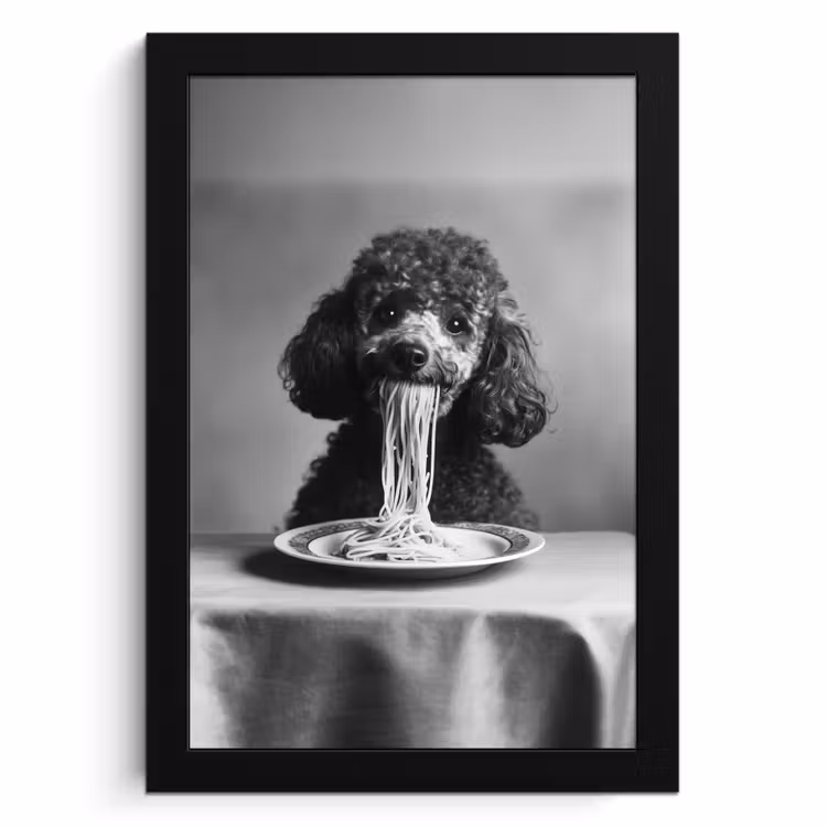 KitchenYeah - Cucina - Cornice per foto - Barboncino - Cane - Nero - Bianco - Carino - Pasta — 1