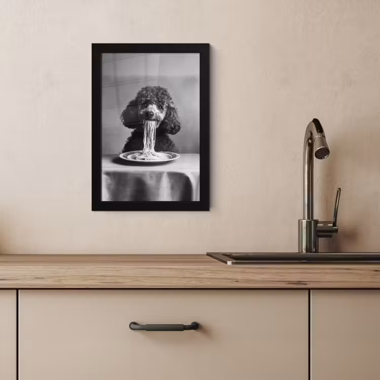 KitchenYeah - Cucina - Cornice per foto - Barboncino - Cane - Nero - Bianco - Carino - Pasta — 4