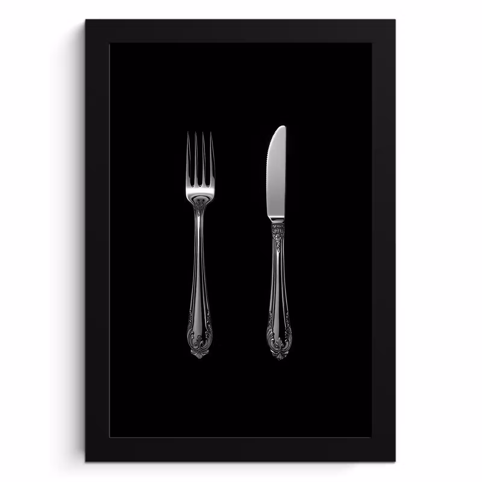 Cornice per foto - Forchetta - Coltello - Argento — 1