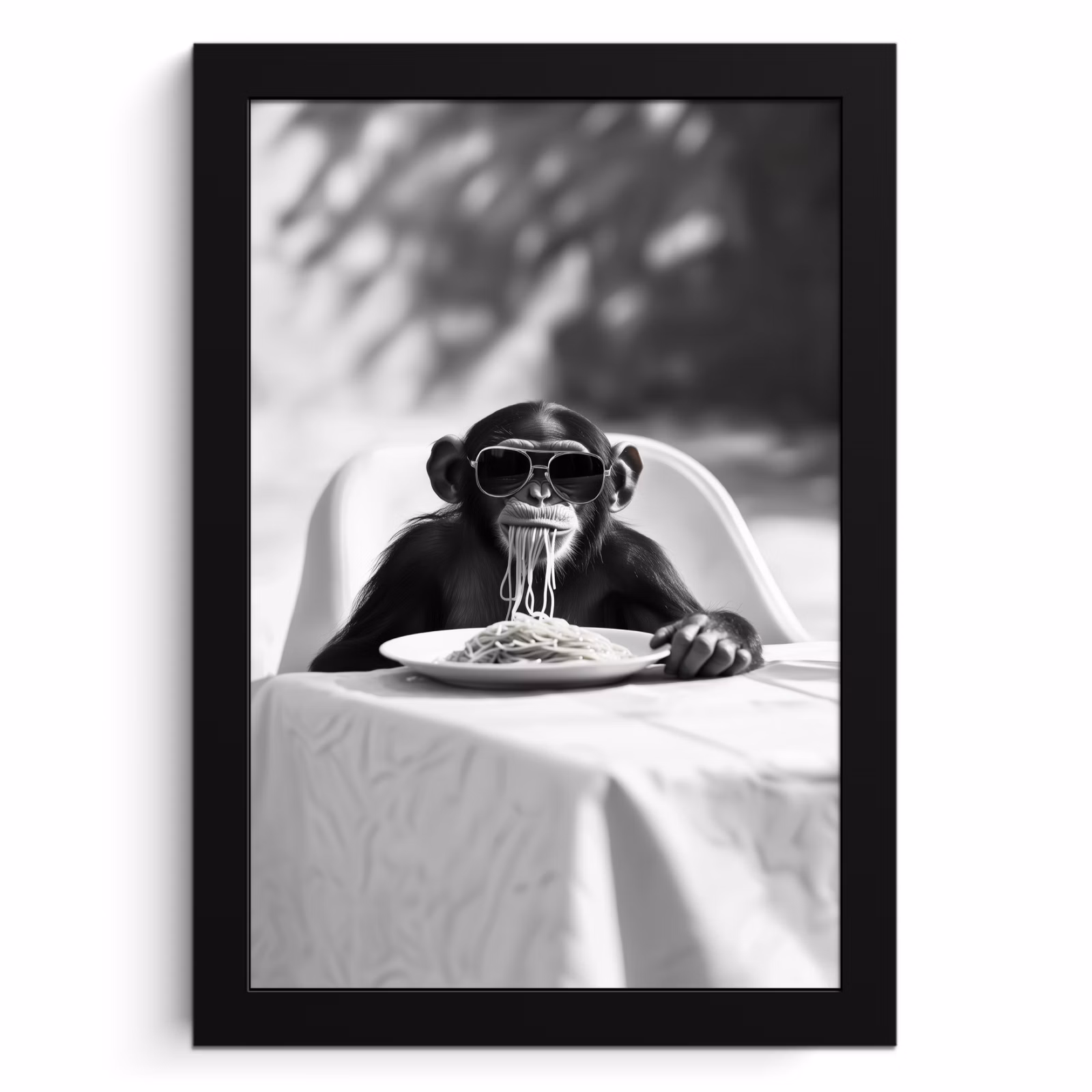 KitchenYeah - Cucina - Cornice per foto - Scimmia - Spaghetti - Occhiali da sole - Bianco e nero - Cool - Animale — 1